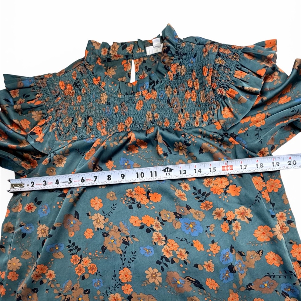 THML Teal and Orange Floral Blouse - Picture 4 of 10